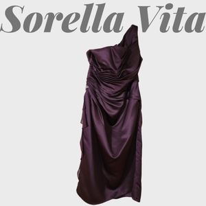 Sorella Vita One Shoulder Dress Size 14 Aubergine